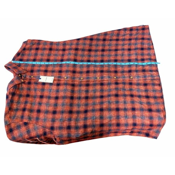 ROWM 3XT Plaid Rust Long Sleeve Button Up Flannel Shirt Tall Man - Picture 9 of 10